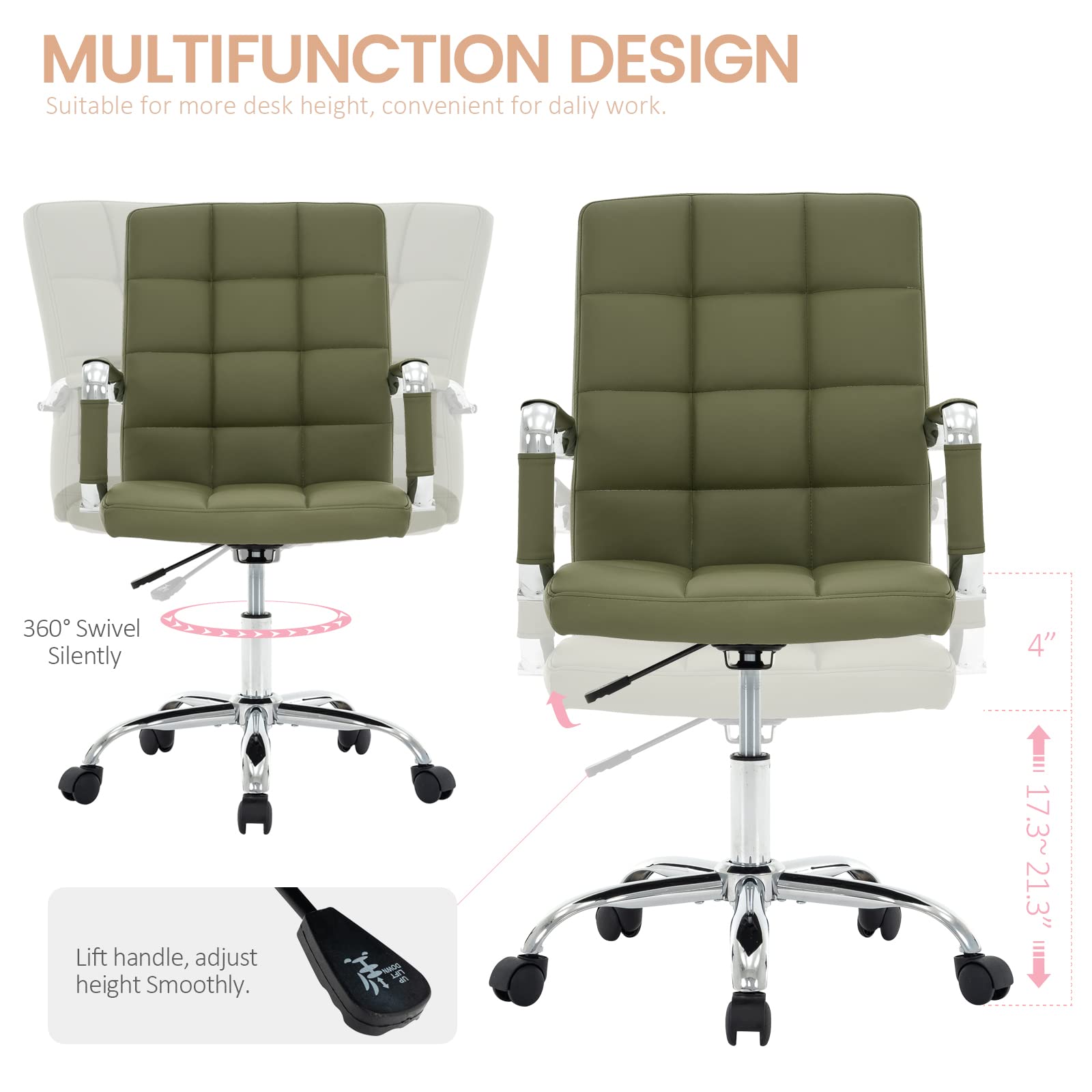 High Back Desk Chair with Adjustable Arms