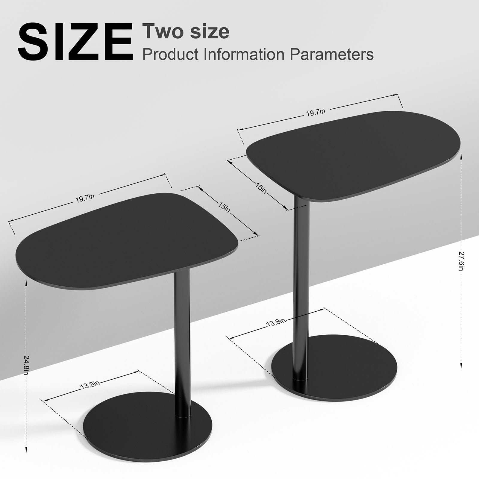 C Shaped End Table - Modern Metal Side Table for Couch