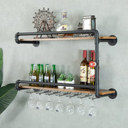 Wall-Mounted Wine Rack with Glass Holder