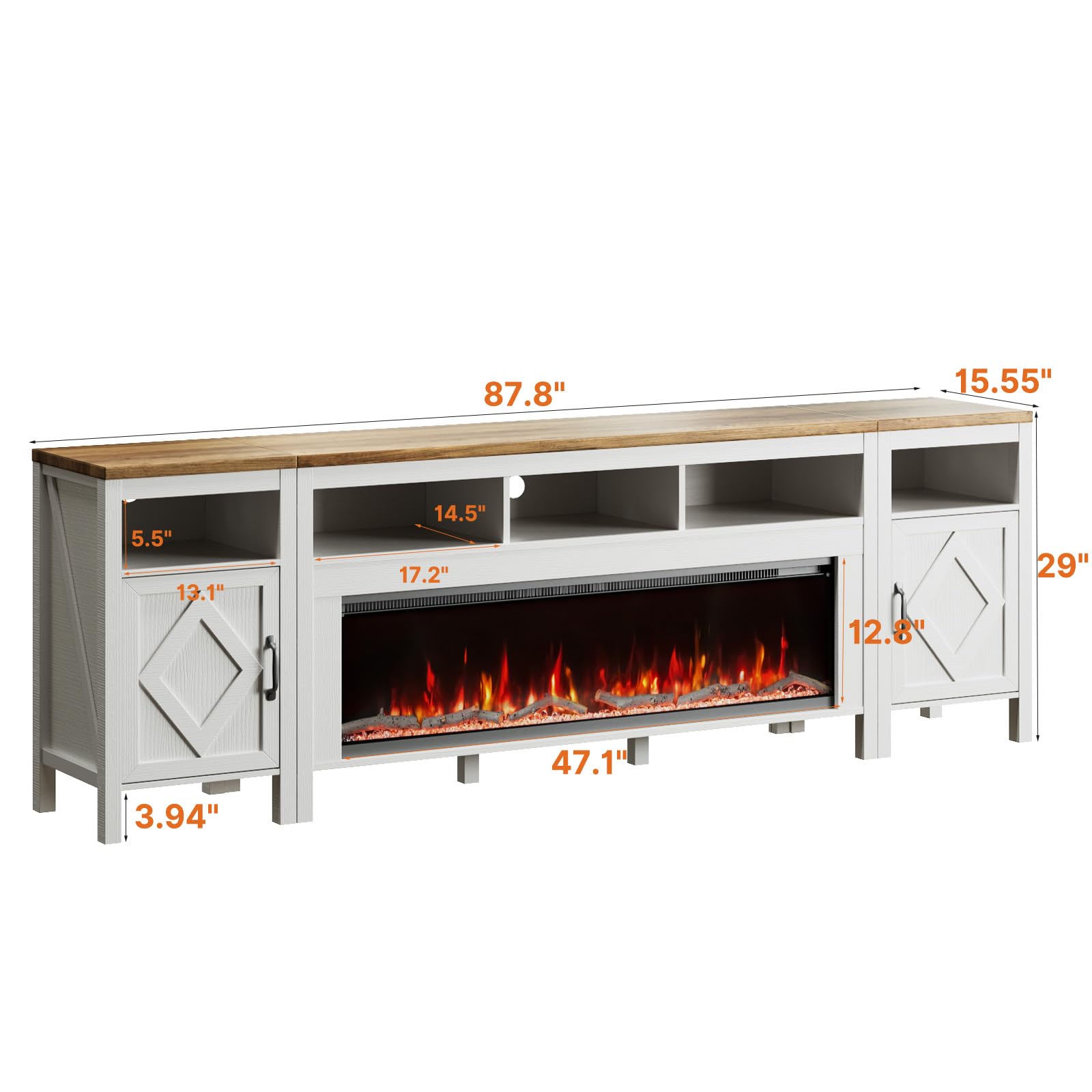 TV Stand with Electric Fireplace for TVs Up to 100 Inch