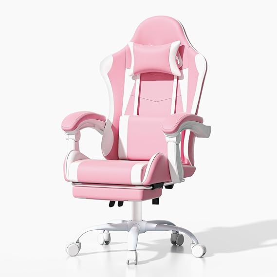 Ergonomic Gaming Chair with Footrest and Lumbar Support