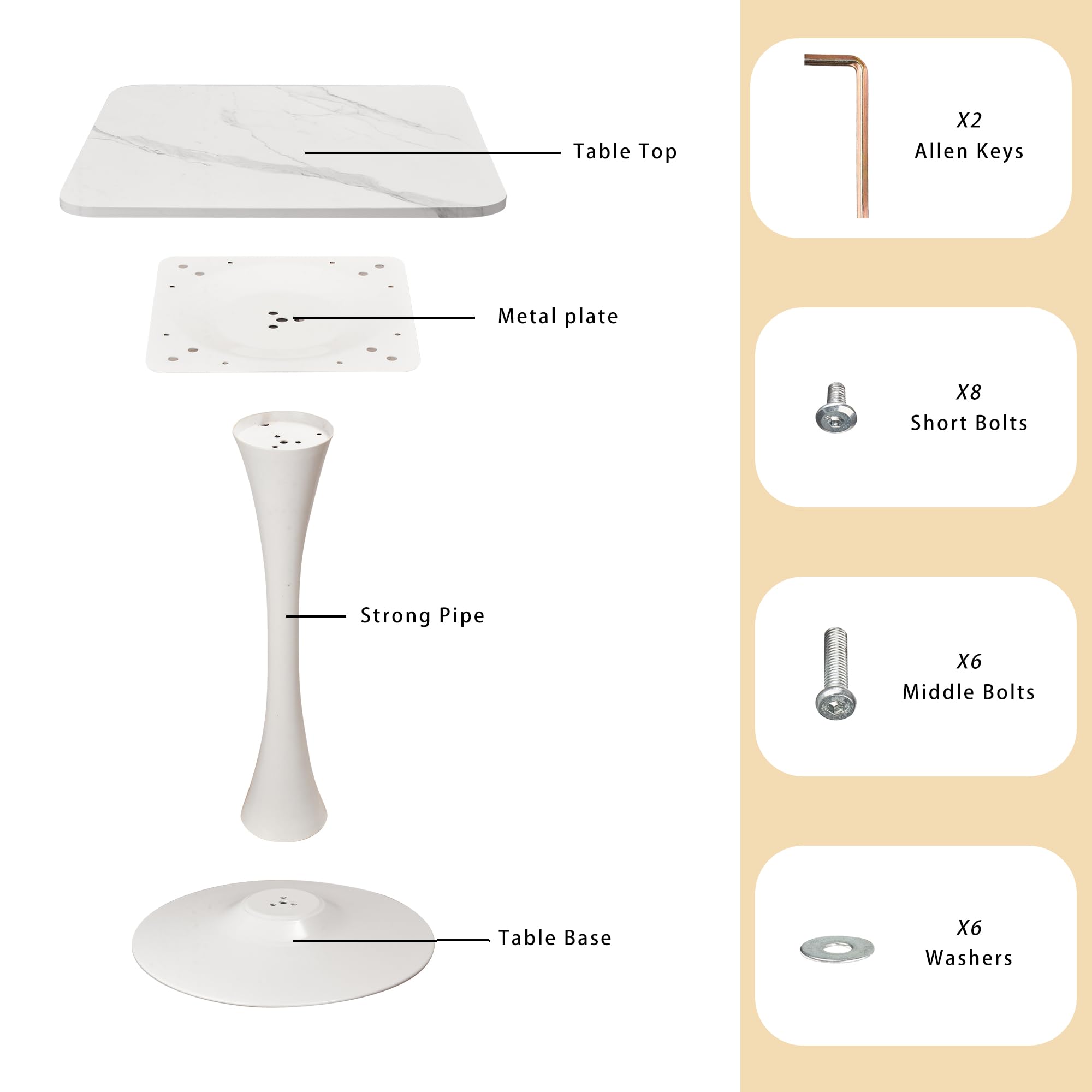 30-Inch Round Dining Table with Faux Marble Top