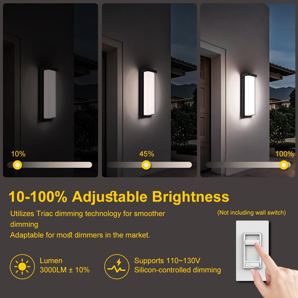 16" Dimmable LED Outdoor Wall Sconce