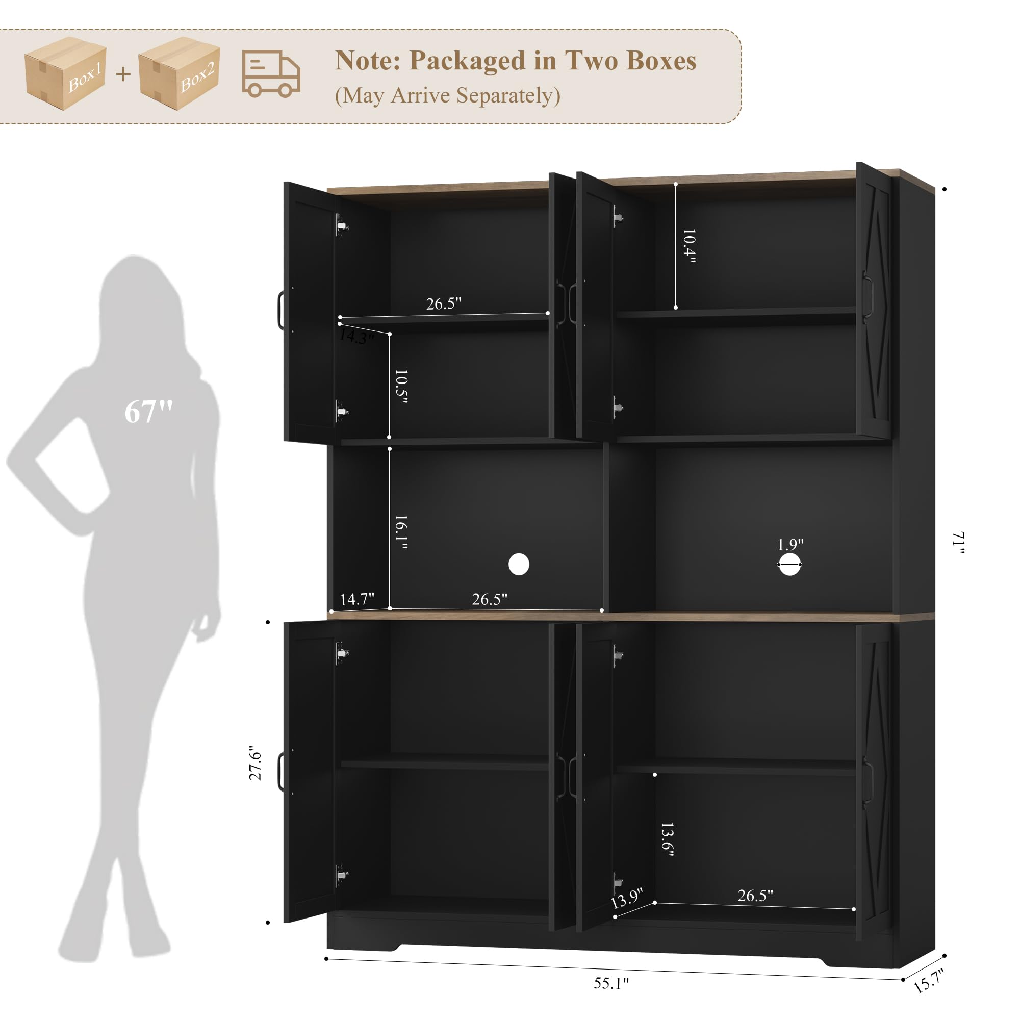 Tall Pantry Cabinet with Microwave Stands