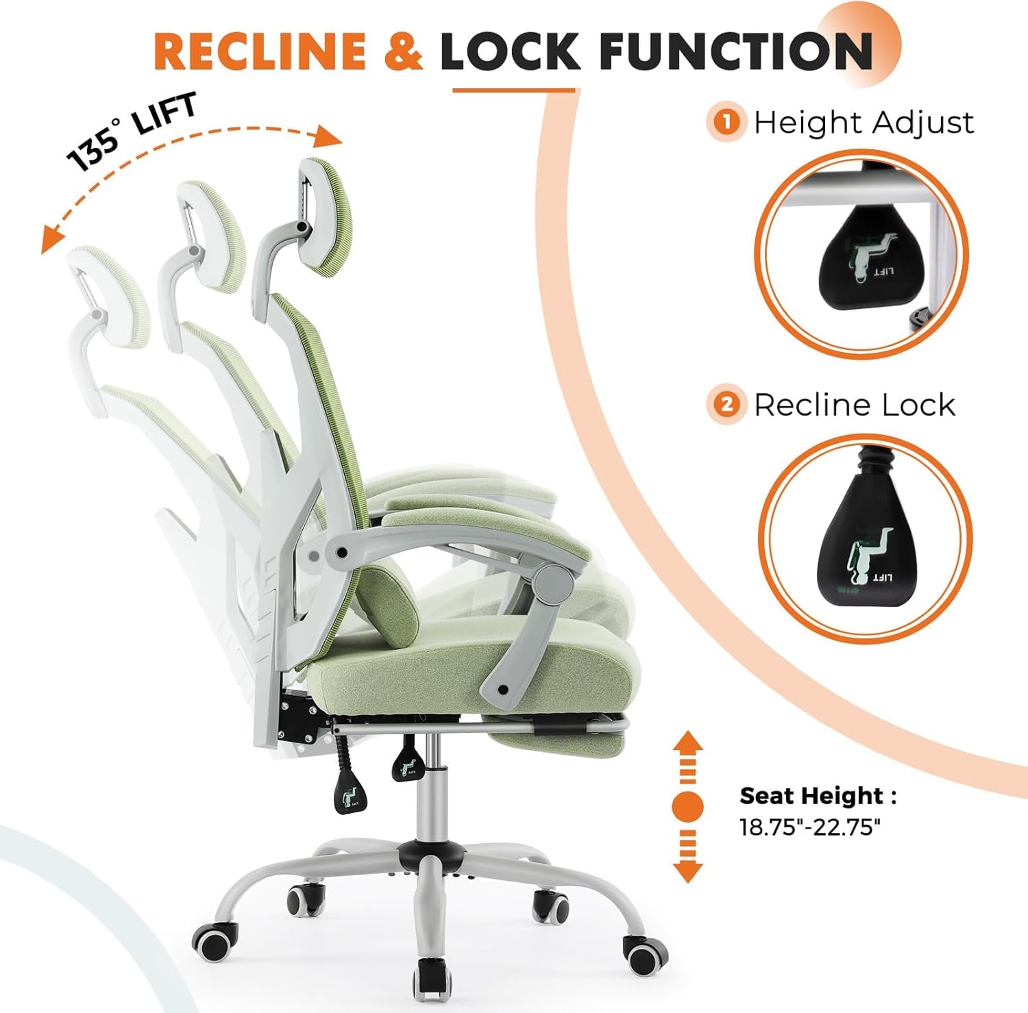 Ergonomic High-Back Mesh Office Chair with Footrest