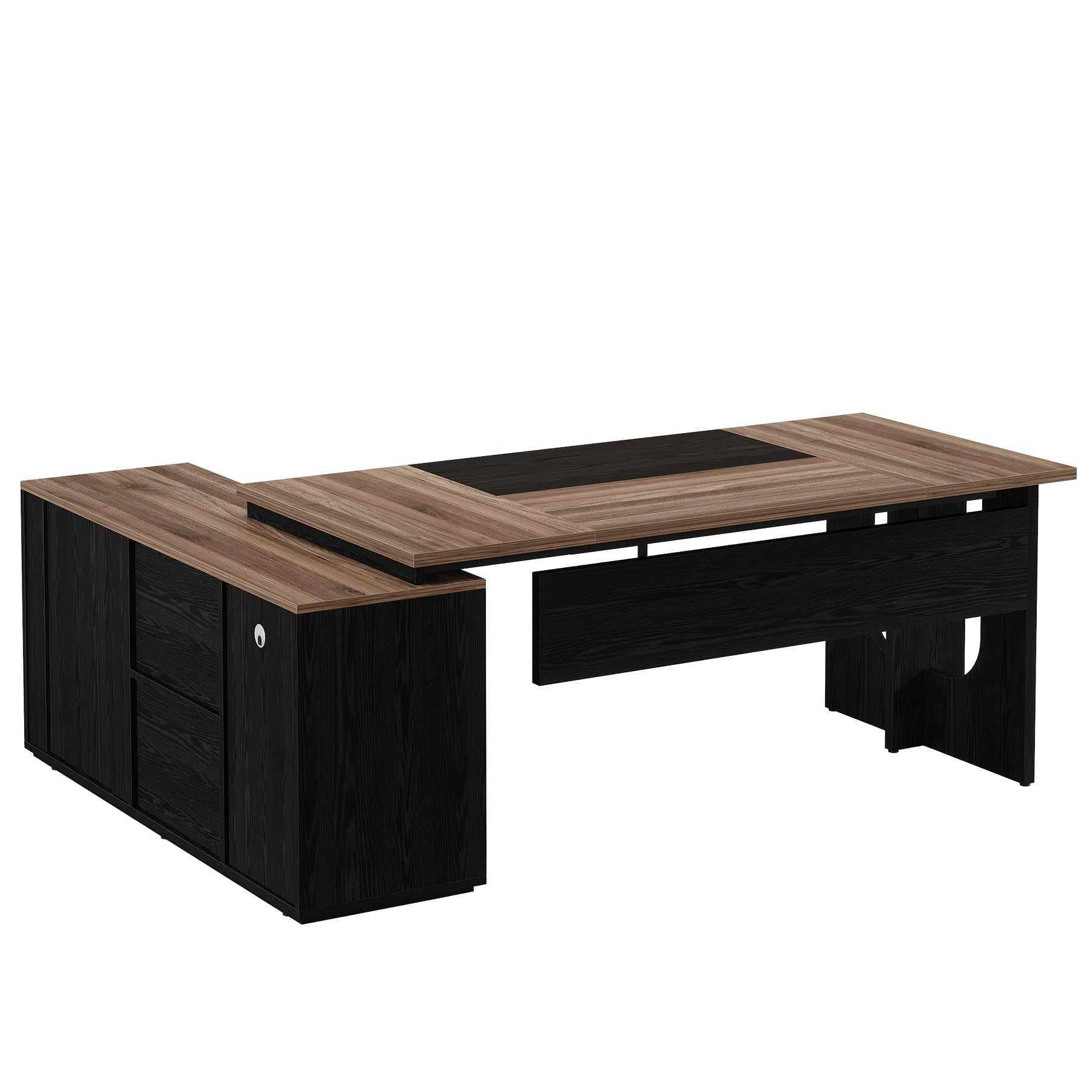 74.8 Inch Executive Desk with Cabinet and Storage
