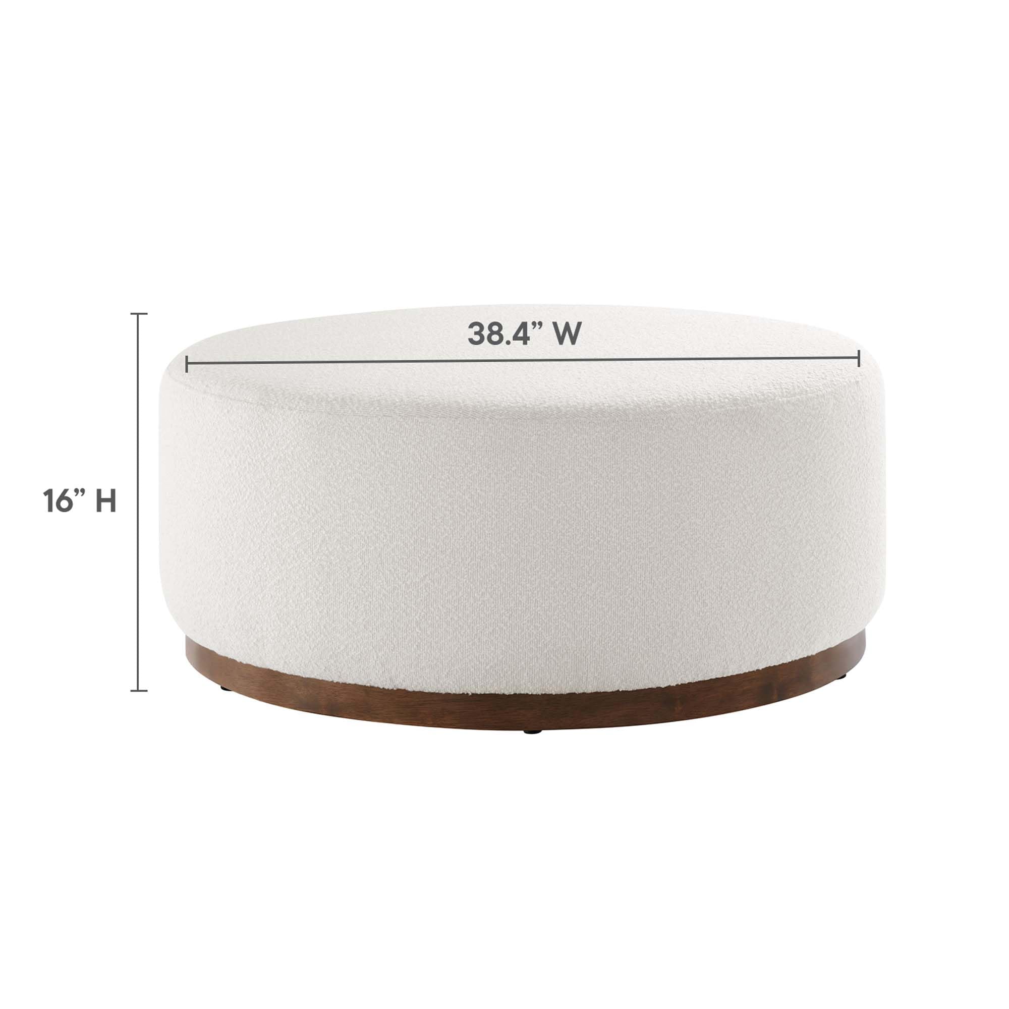 38" Round Boucle Upholstered Ottoman
