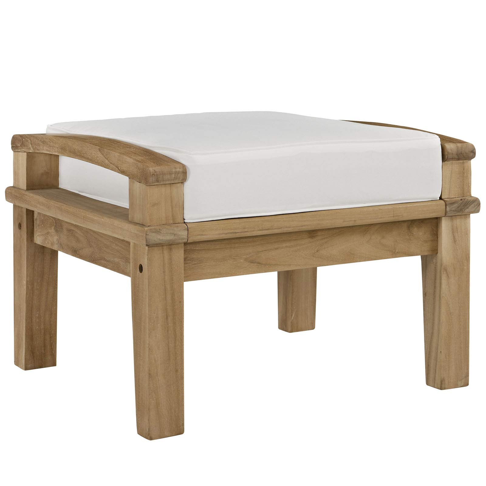 Teak Wood Outdoor Patio Ottoman with Cushion