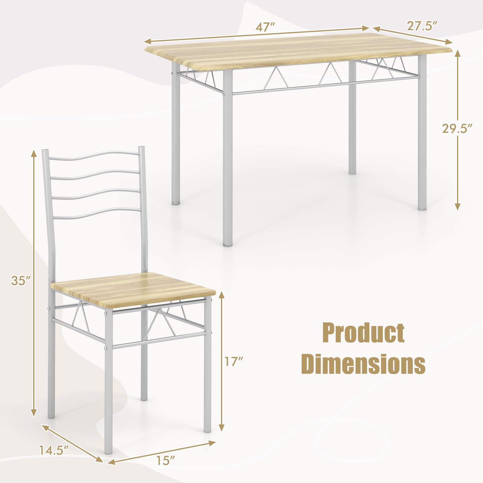 5-Piece Dining Table Set with 4 Chairs