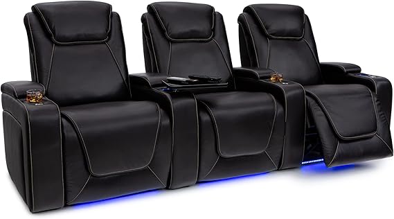 Paladin Home Theater Seating - Heat & Massage, Powered Headrest & Lumbar, Italian Leather, Row of 4