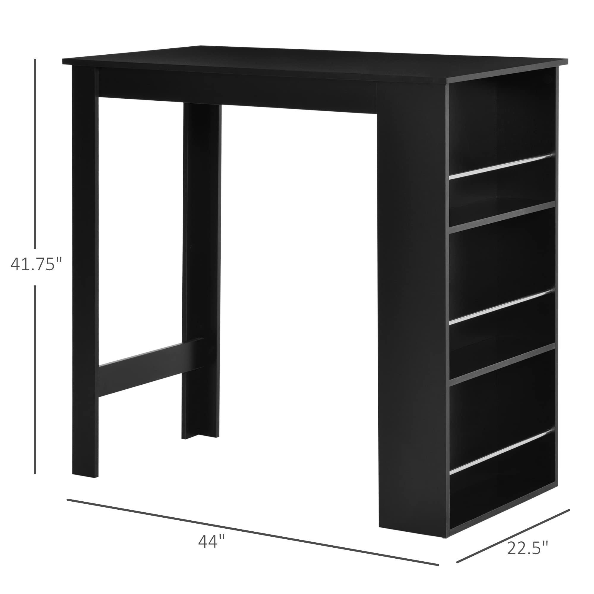 Modern Bar Table with Storage Shelves