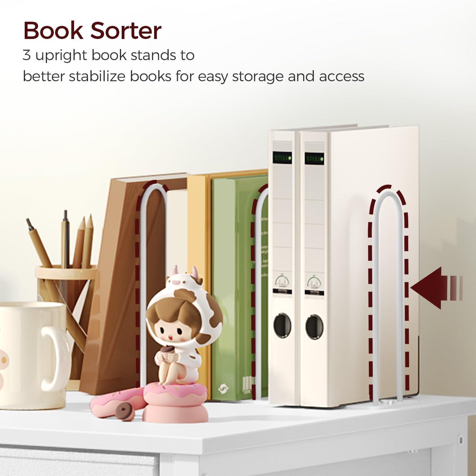 Kids Desk and Chair Set with Book Sorter and Fabric Drawer