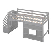 Twin Loft Bed with Storage Staircase and Underbed Space