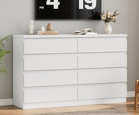 Modern Black 8 Drawer Dresser with Deep Storage
