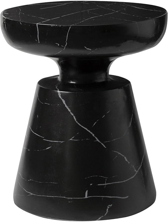 Round Fiberstone Side Table with Pedestal Base