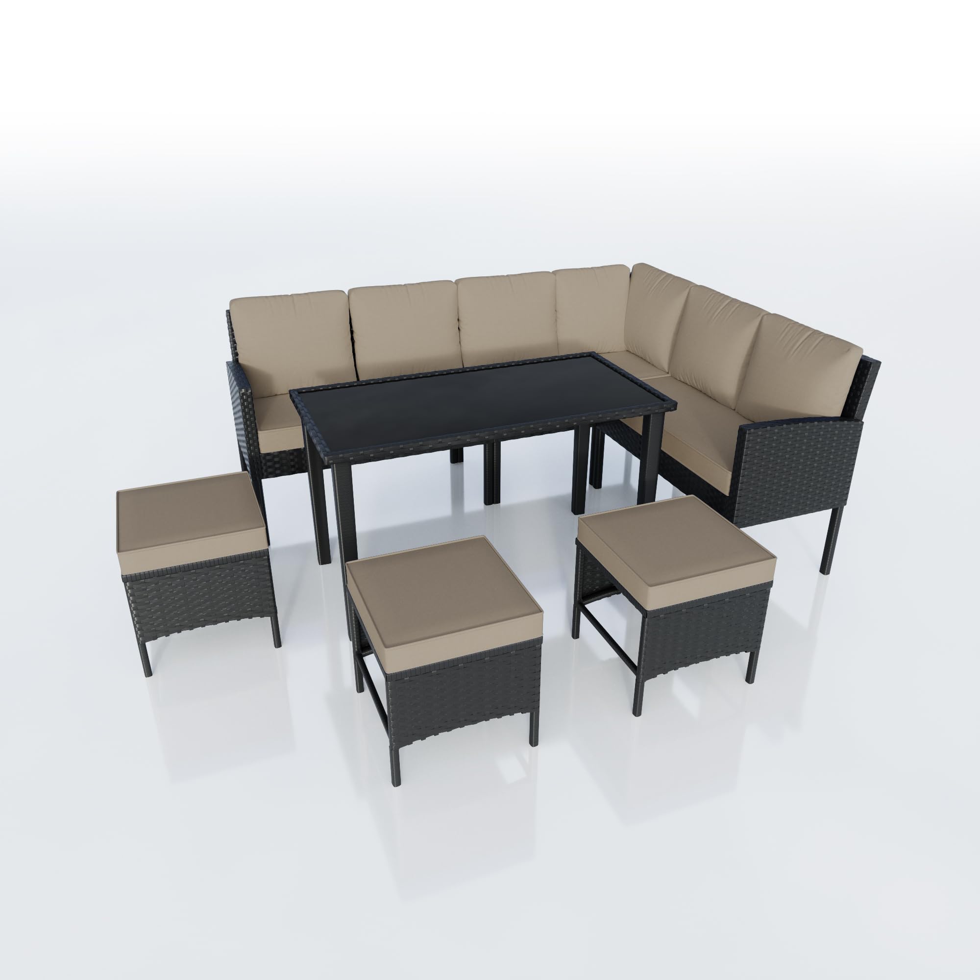 7-Piece Patio Dining Set with Ottoman