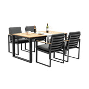 5 Piece Outdoor Dining Set with Teak Tabletop