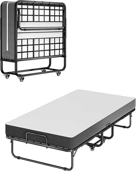Twin Folding Bed with 5" Memory Foam Mattress