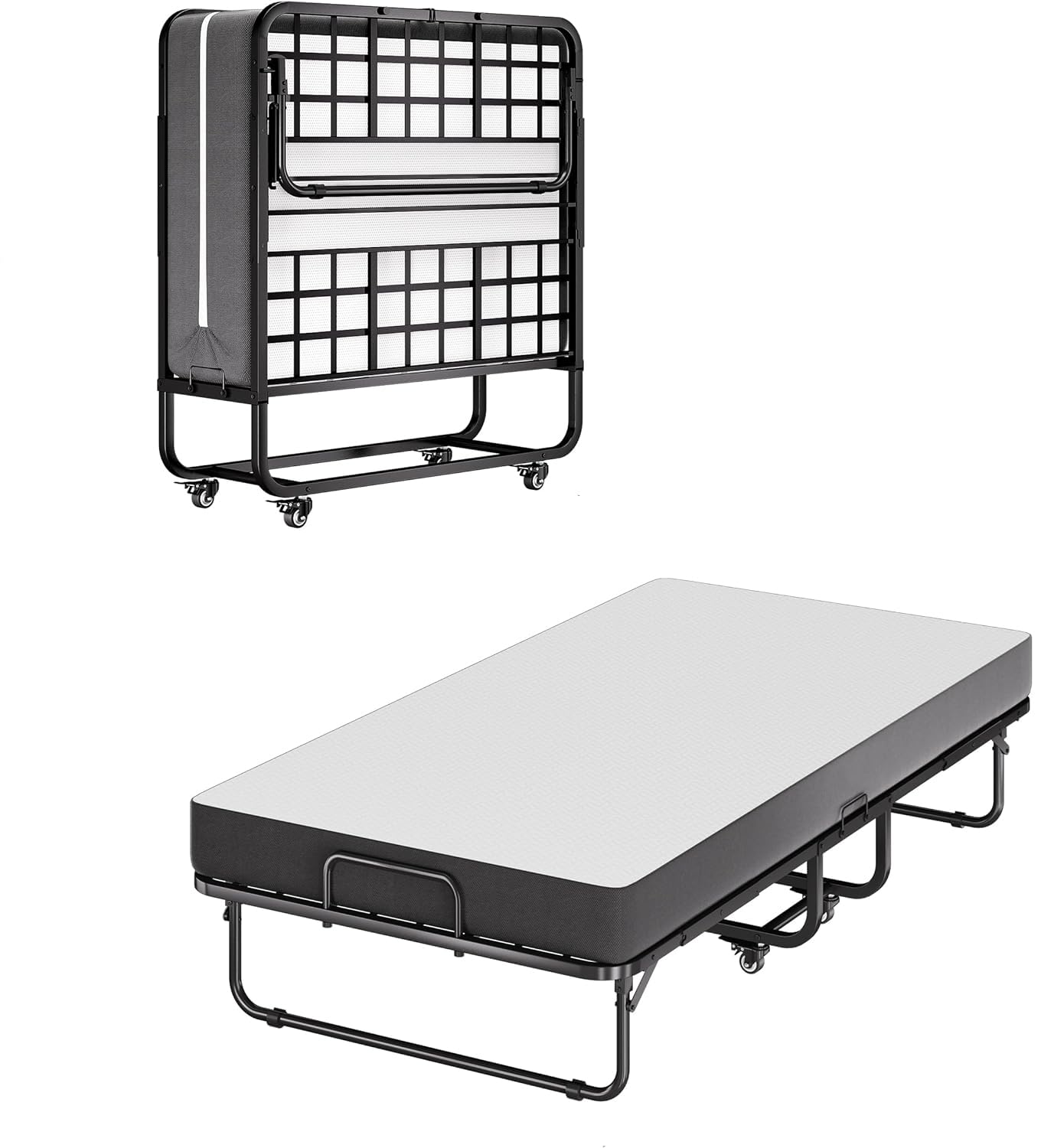 Twin Folding Bed with 5" Memory Foam Mattress