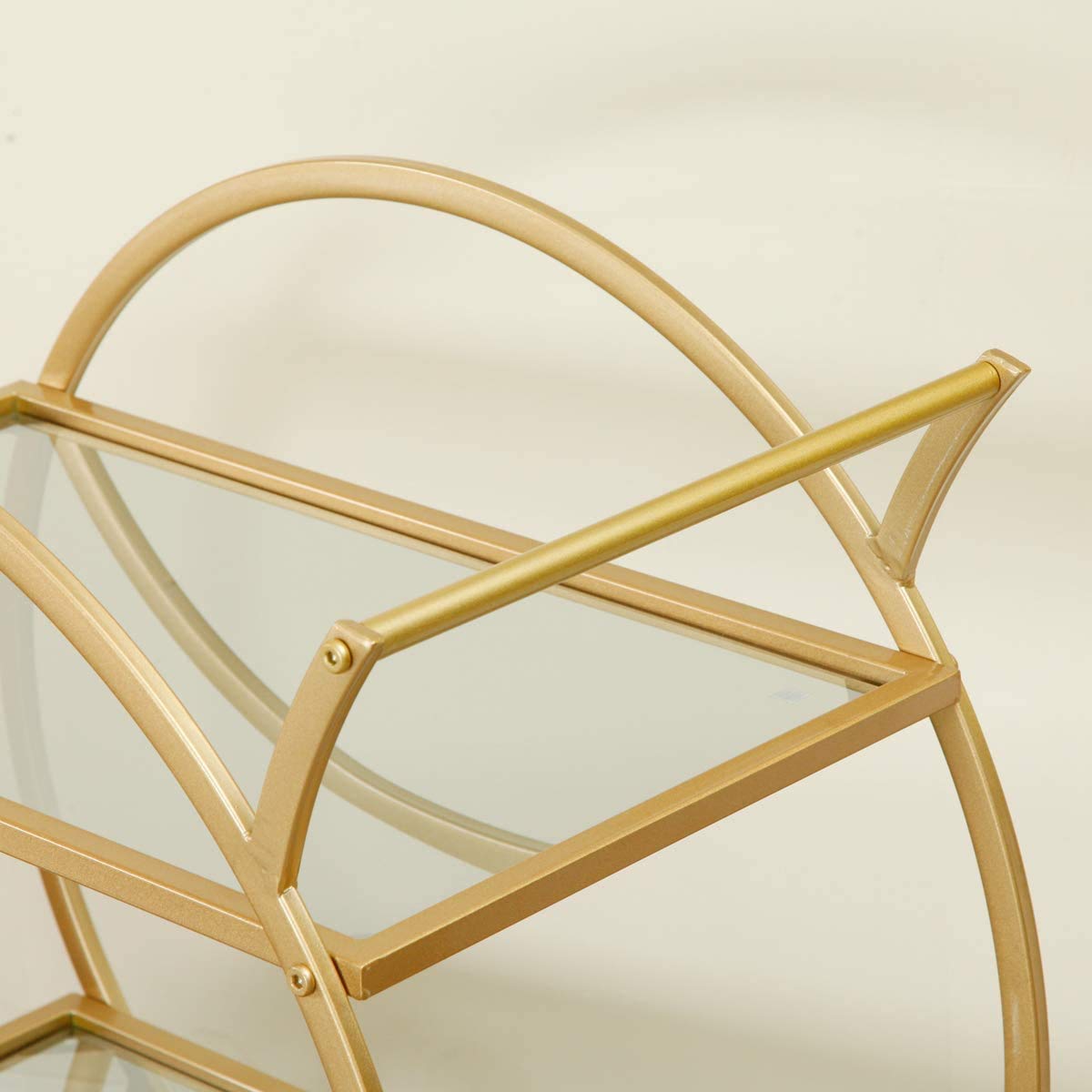 Bar Cart with 2 Mirrored Shelves and Locking Wheels