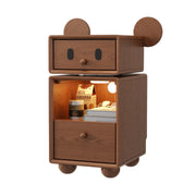 Solid Wood Nightstand with Rotating Drawers