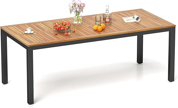 8-Person Acacia Wood Outdoor Dining Table