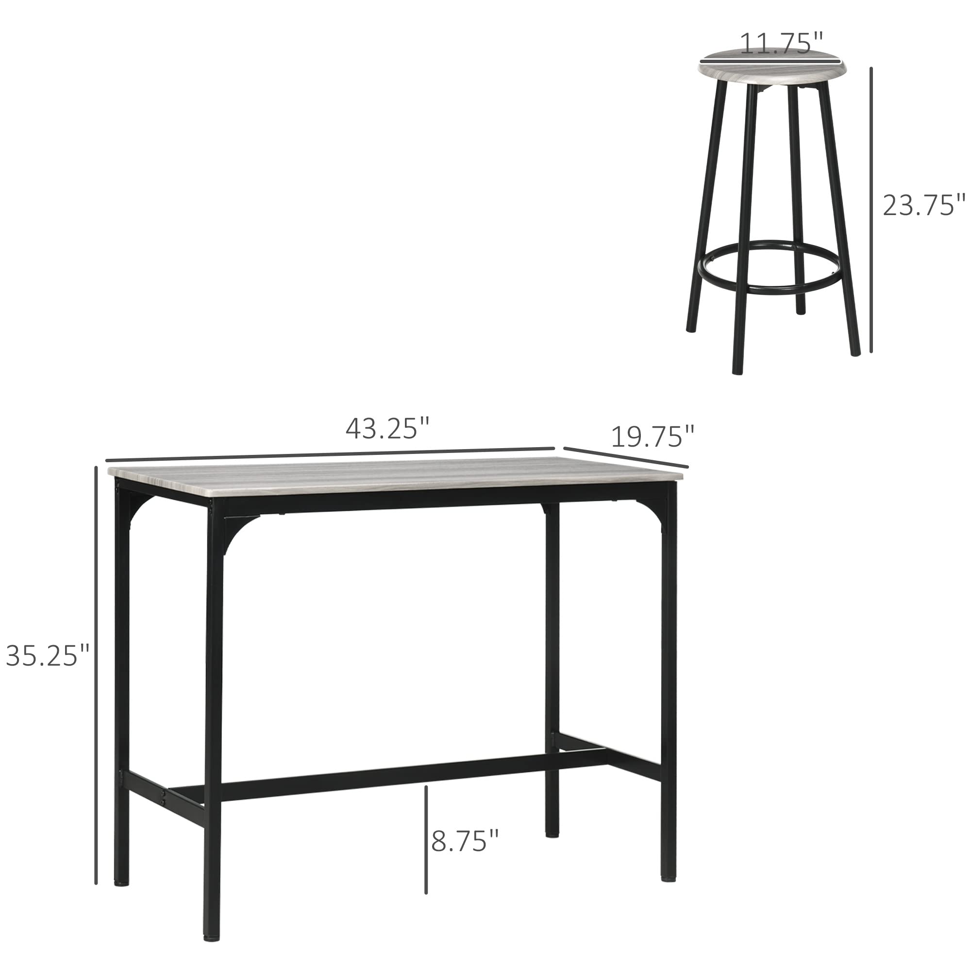 5-Piece Counter Height Bar Table Set with Stools