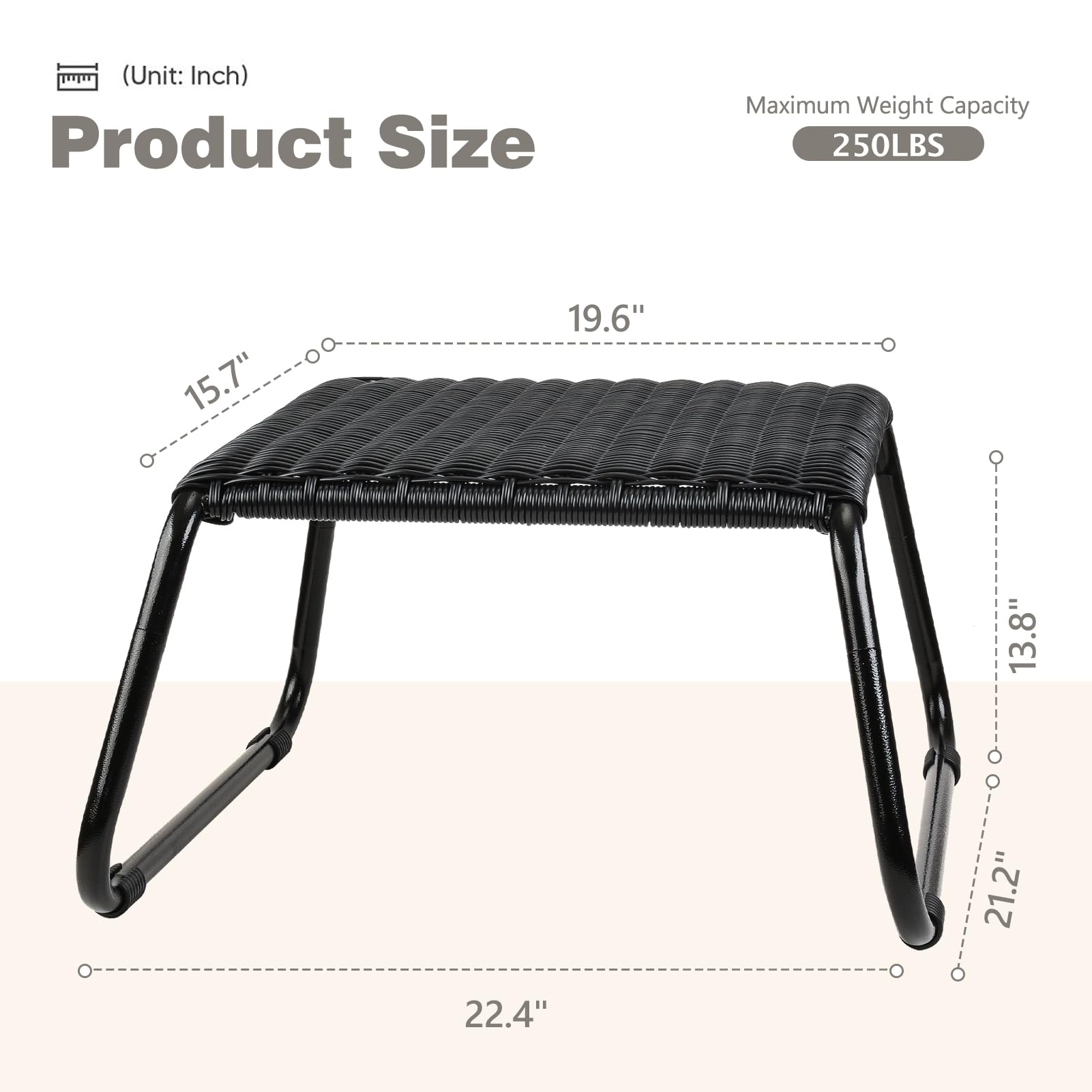 Wicker Outdoor Footstool Ottoman 2-Pack