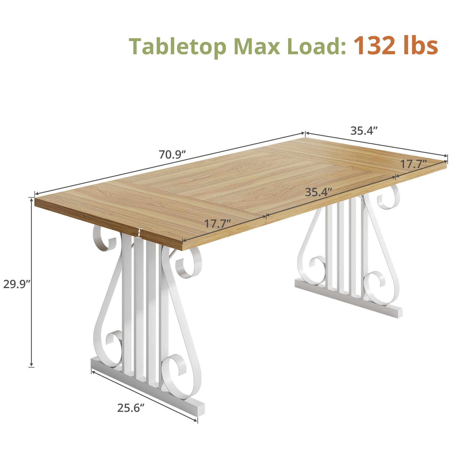 70.87" Rectangular Dining Table for 4-6 People