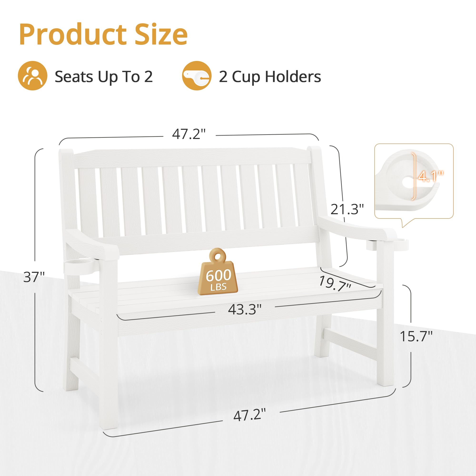 2-Person HDPS Outdoor Garden Bench