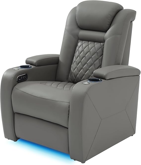 Power Reclining Home Theater Chair with LED Lighting