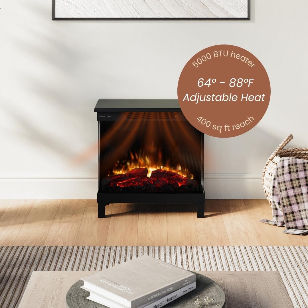 Skyline Smart 3-Sided Electric Fireplace Stove Heater