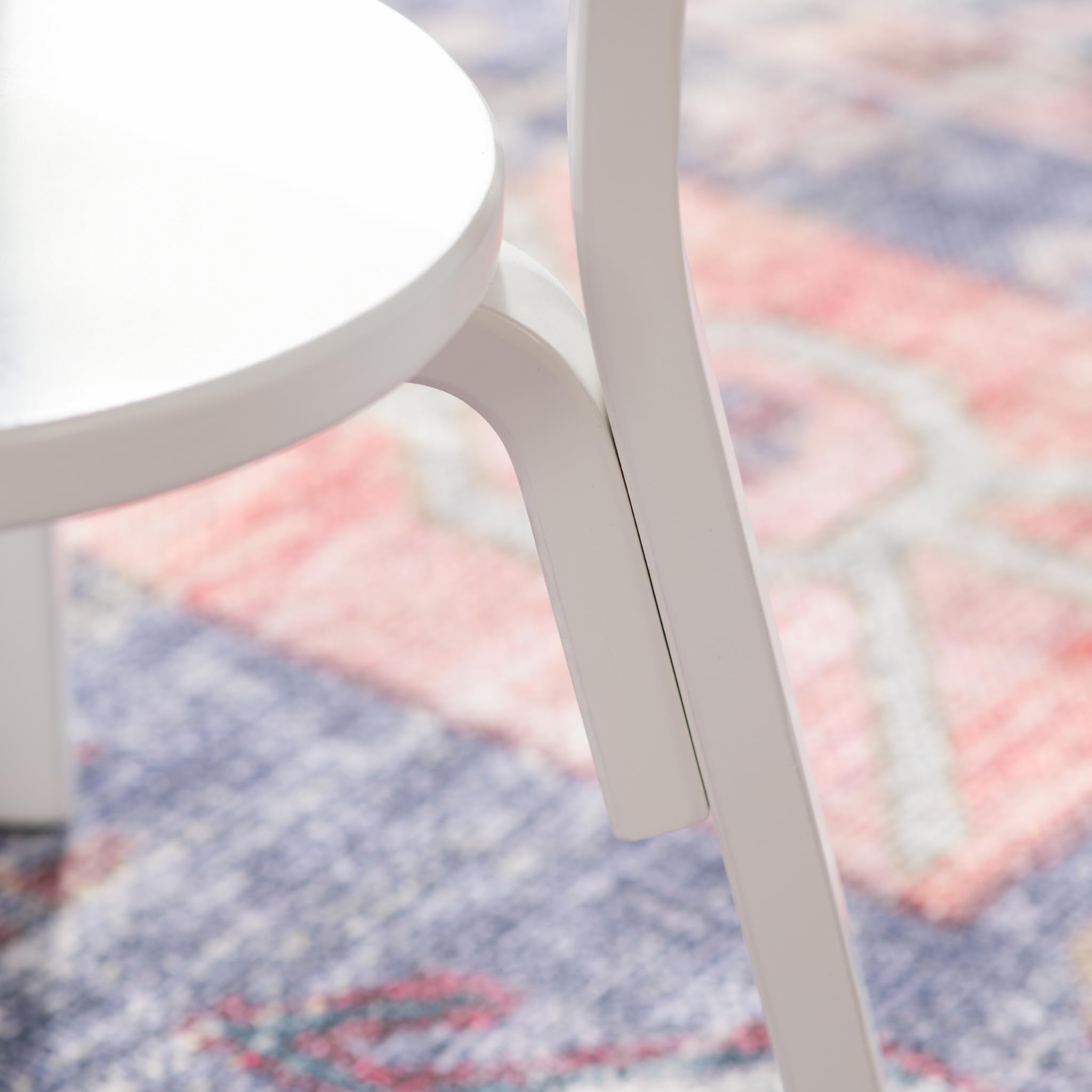 Round Kids Table and Chair Set - White