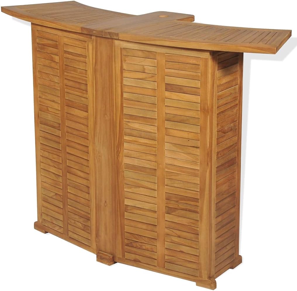 Folding Teak Wood Bar Table with Parasol Hole
