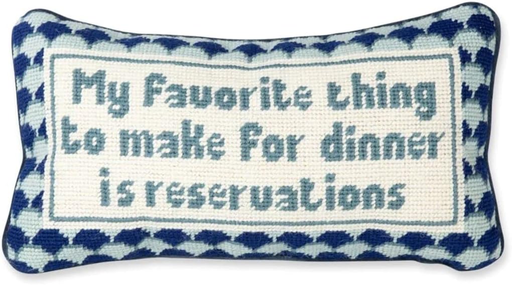 Needlepoint Decorative Throw Pillow with Reservations