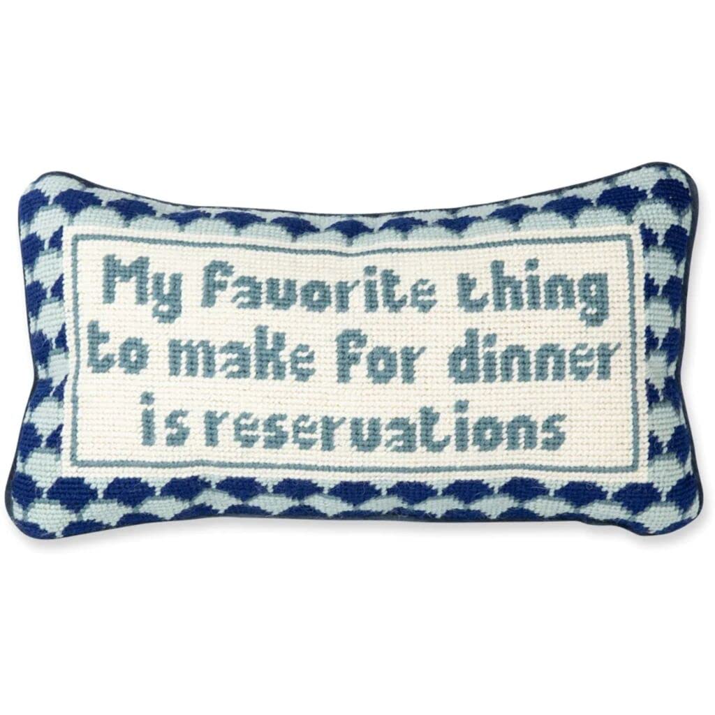 Needlepoint Decorative Throw Pillow with Reservations