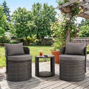 3-Piece Wicker Patio Bistro Set with Storage