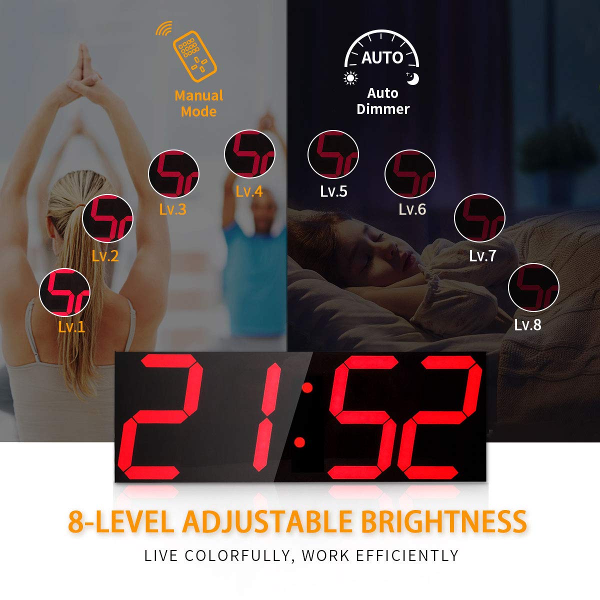 18 Inch Oversized Digital Wall Clock LED Display