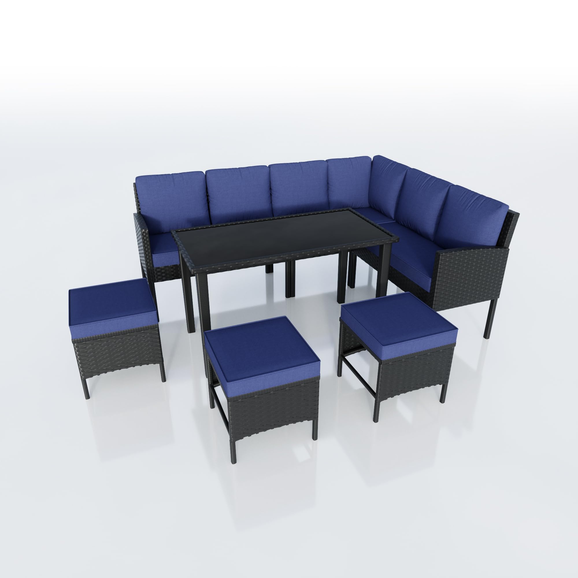 7-Piece Outdoor Dining Set with Glass Table