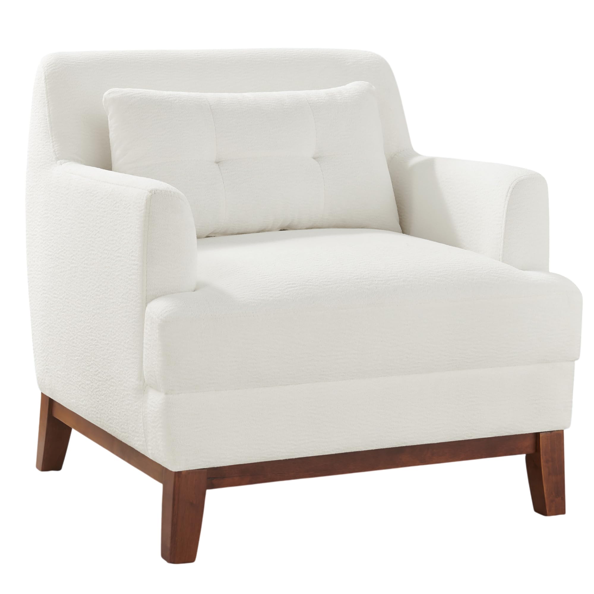 White Sherpa Accent Chair with Cushion
