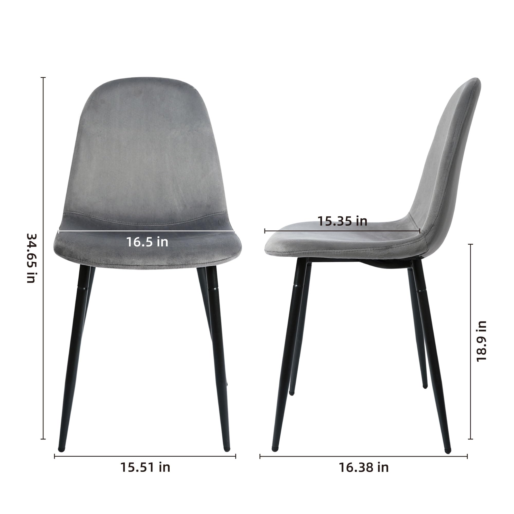 Velvet Dining Chairs Set of 4 with Padded Seat and Metal Legs