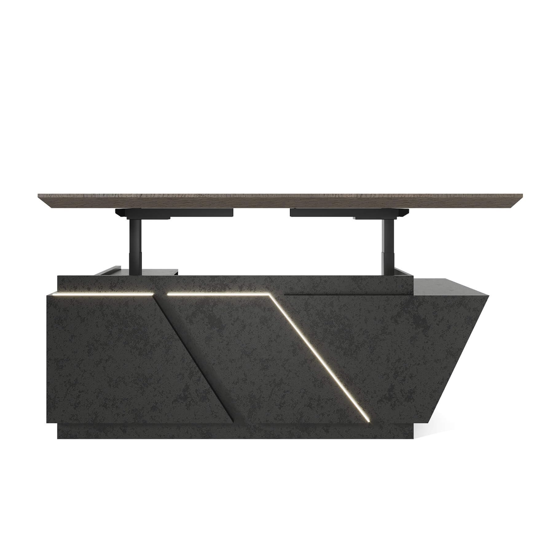 Adjustable Executive L-Shaped Desk with Drawers and LED Light