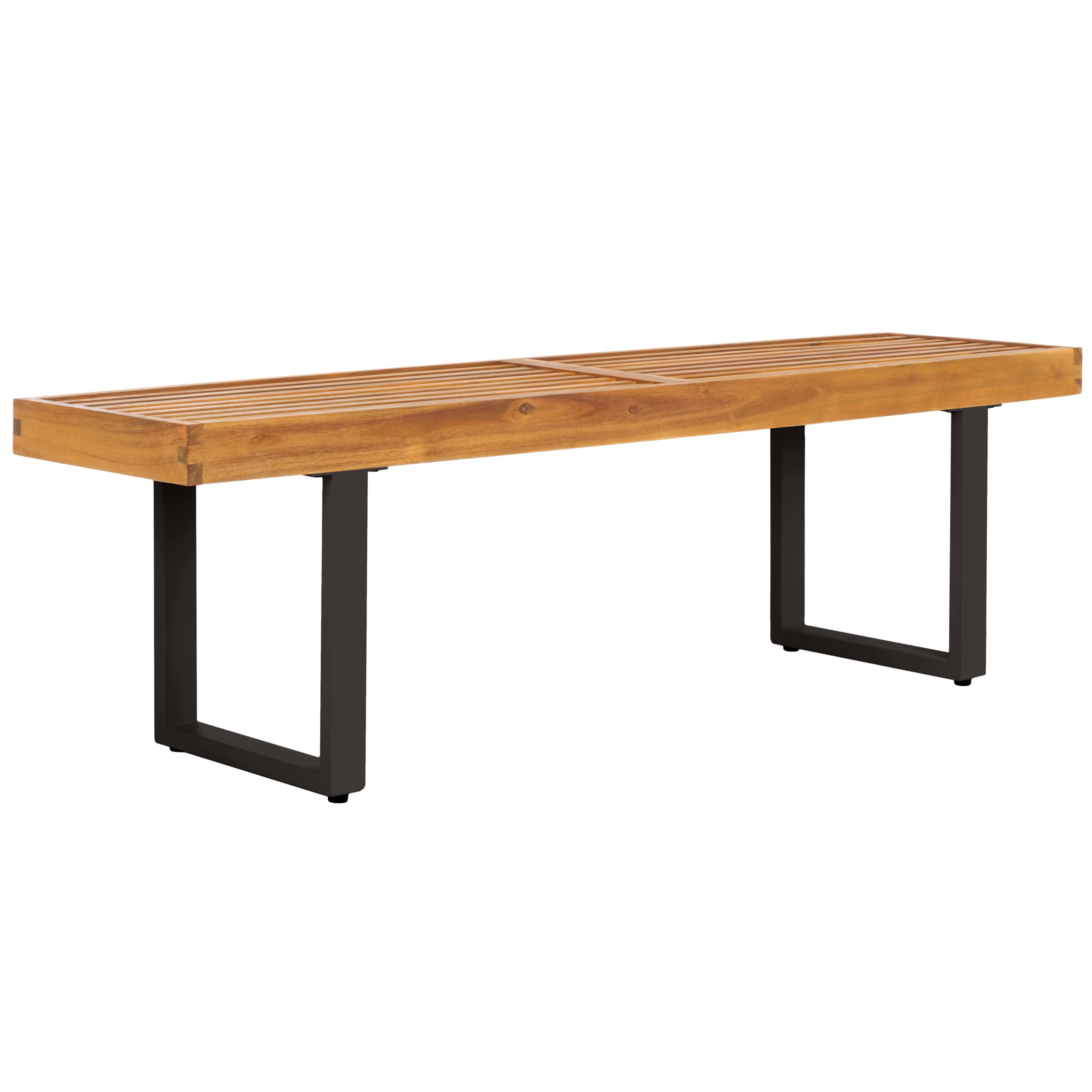 Monti 2 Seater Outdoor Bench Natural Acacia Wood Black Metal Legs