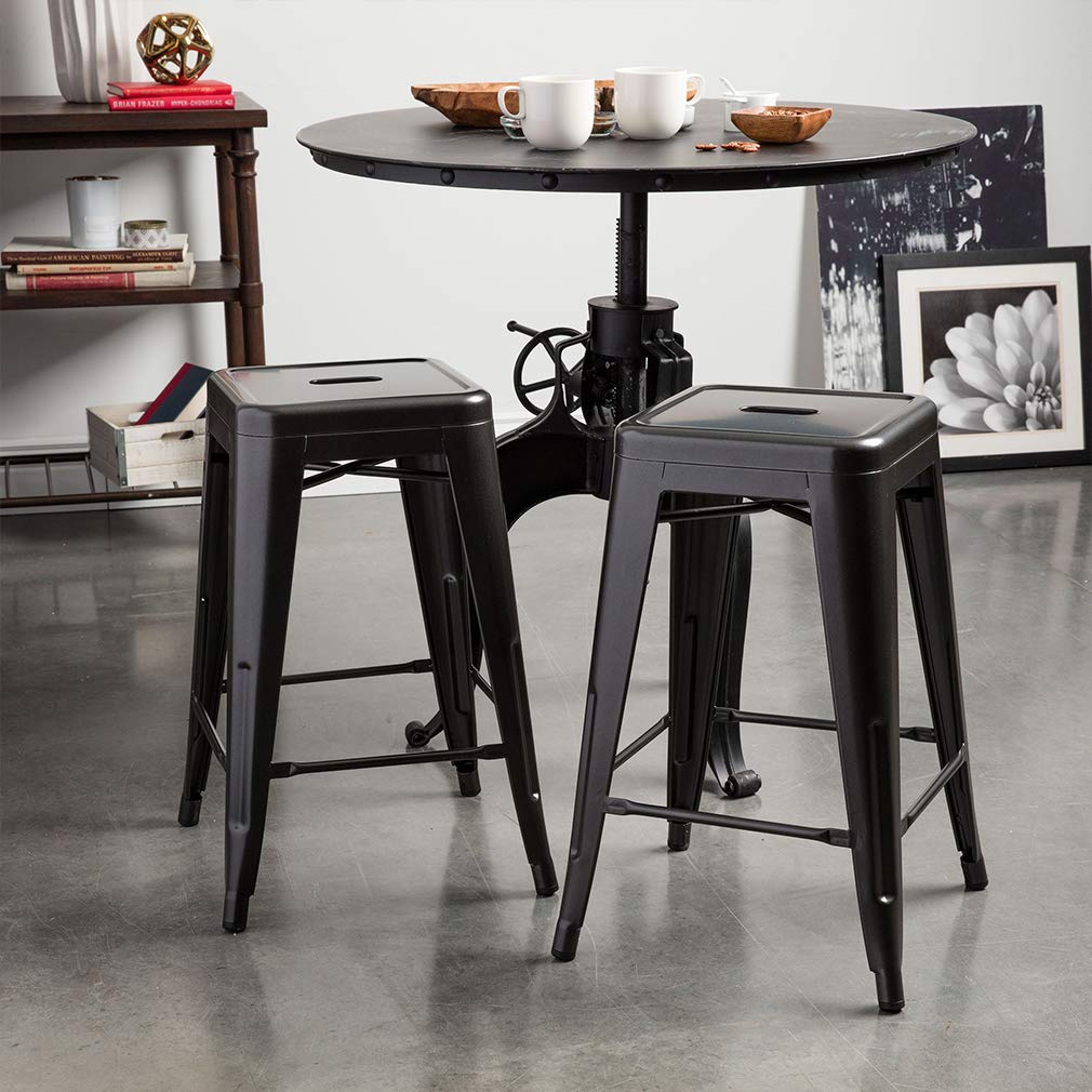 24" Stackable Metal Bar Stools Set of 4