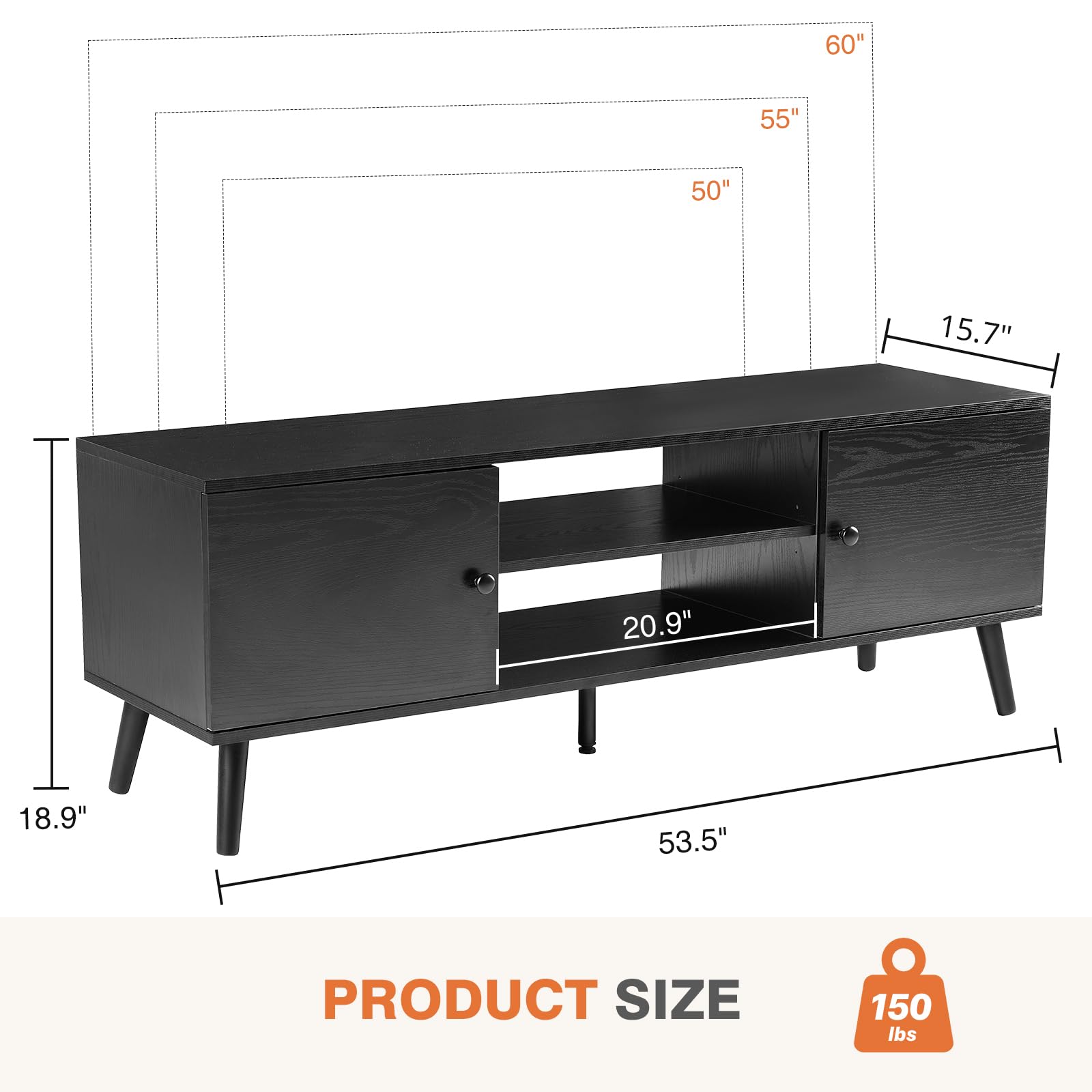 Modern Mid Century TV Stand with Storage