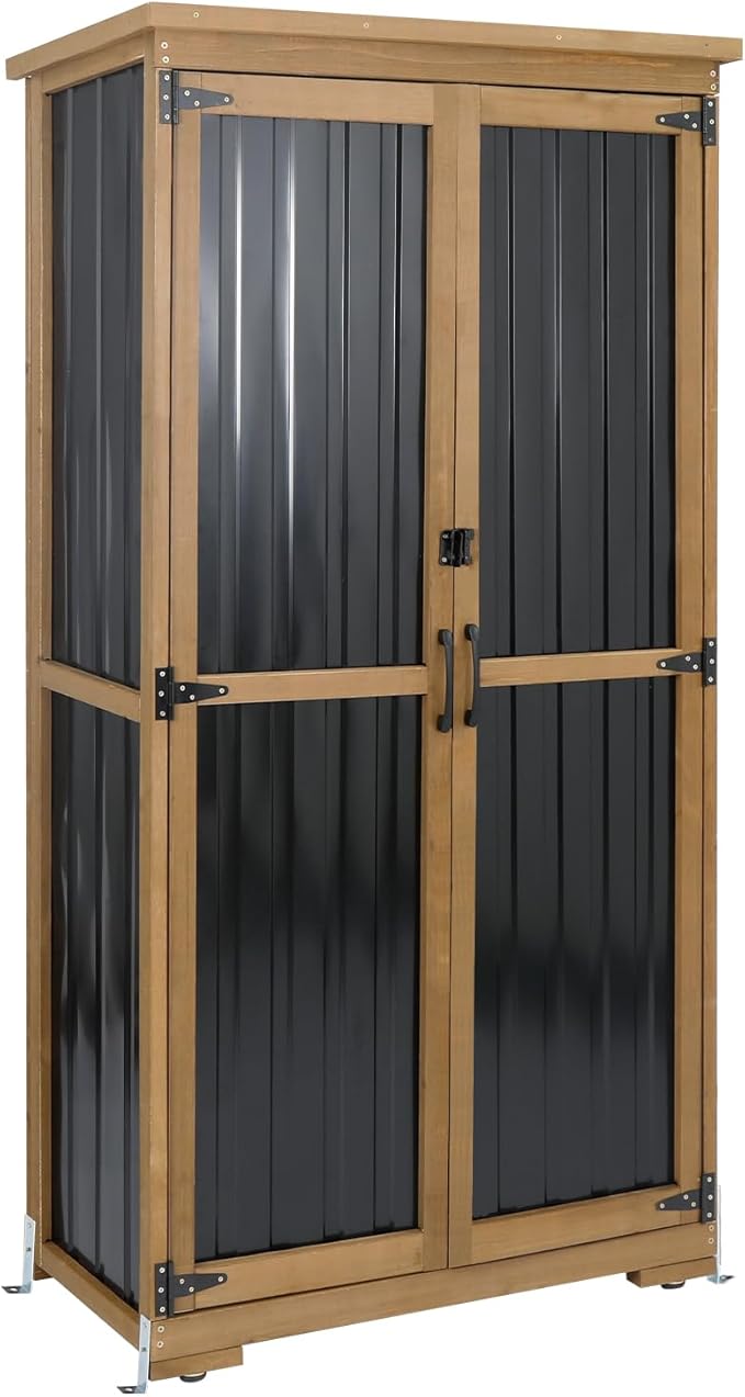 Waterproof Outdoor Storage Cabinet with Metal Top