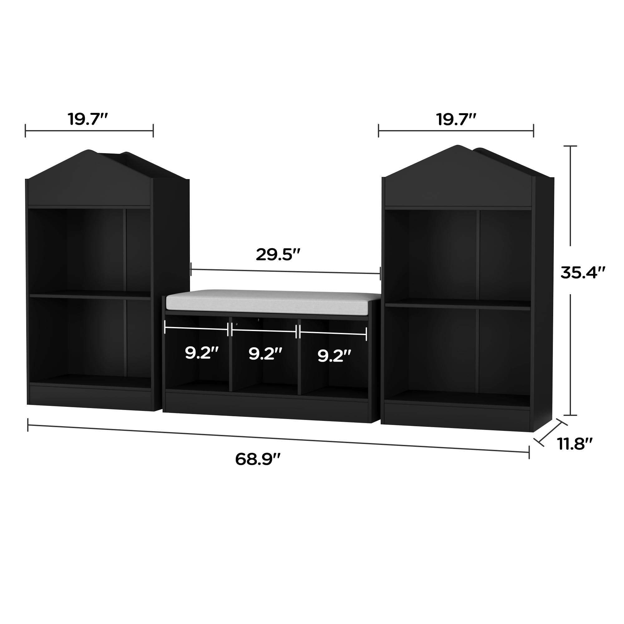 Kids Bookshelf with Reading Nook and Storage