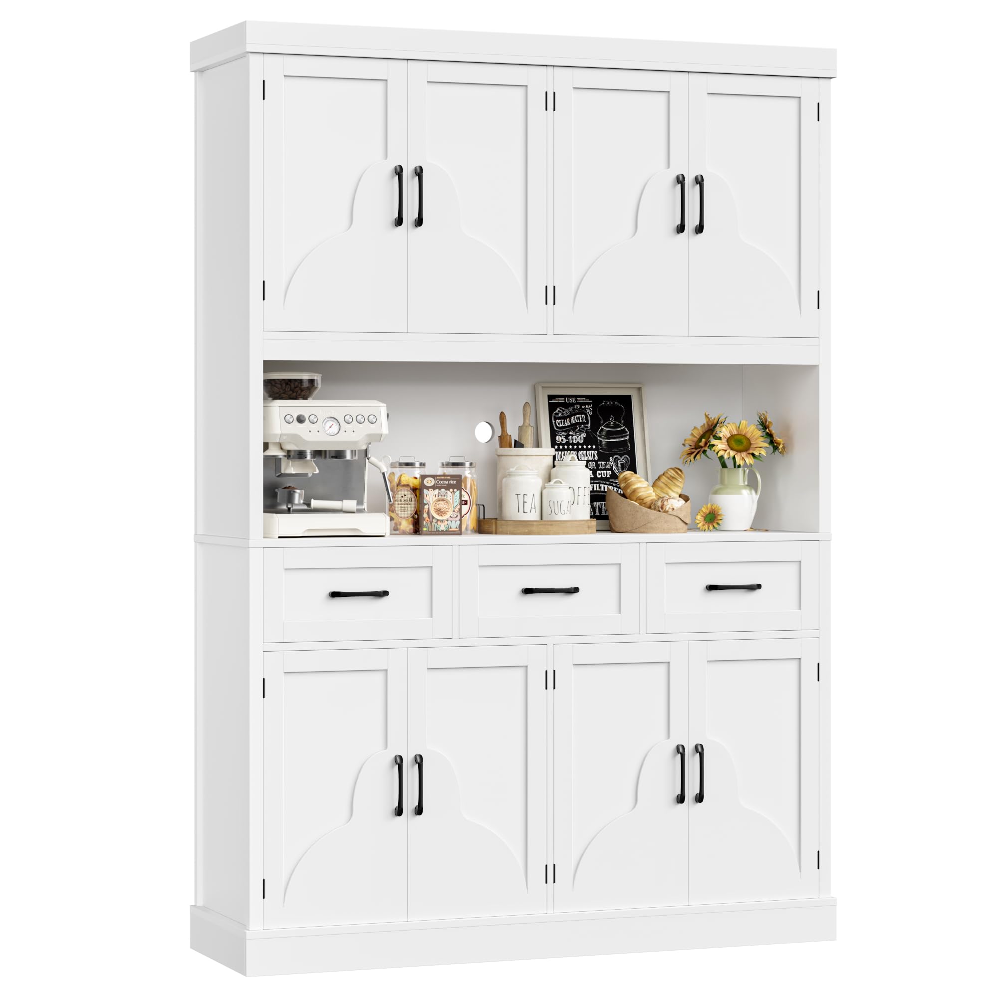 76" Tall Kitchen Pantry Storage Cabinet with Drawers