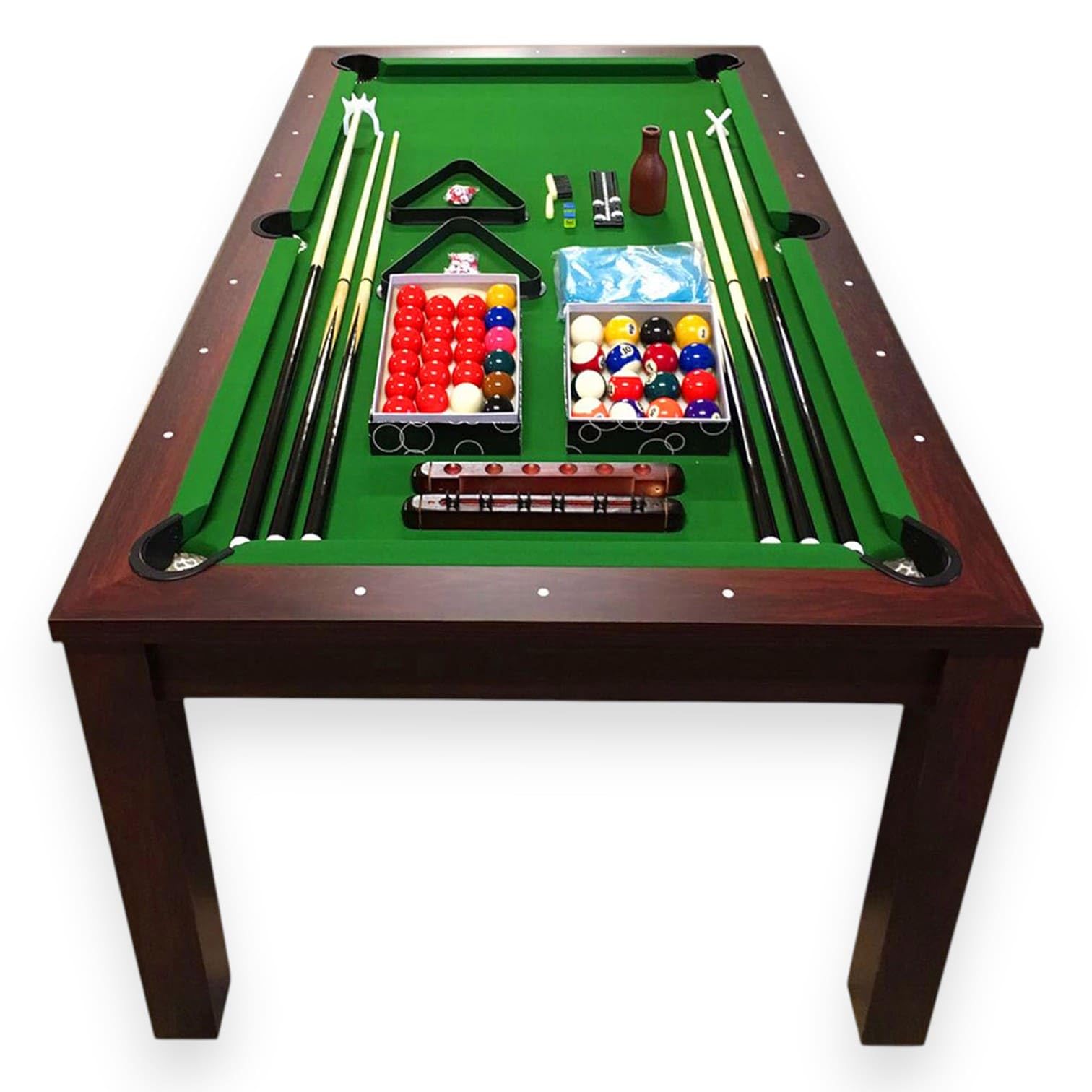 7 Foot Pool Dining Table Combo with Green Felt