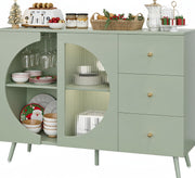 Coffee Bar Cabinet with Fluted Glass Door and Wine Rack